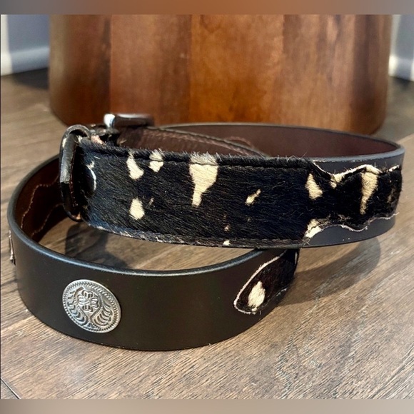 American Bison Genuine Leather, Hair Concho,silvertone removable buckle Western main image 7